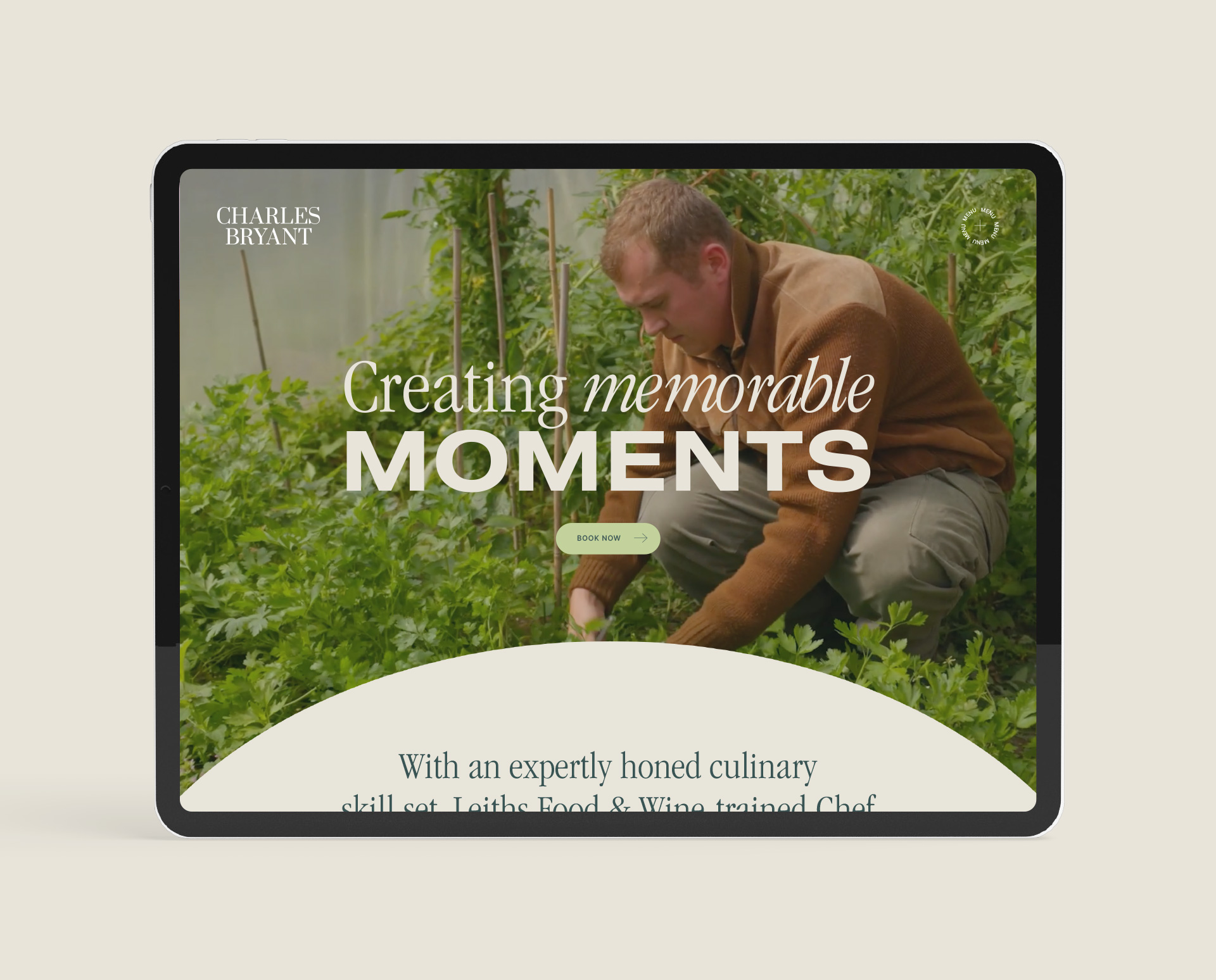 Preview of the homepage design on tablet