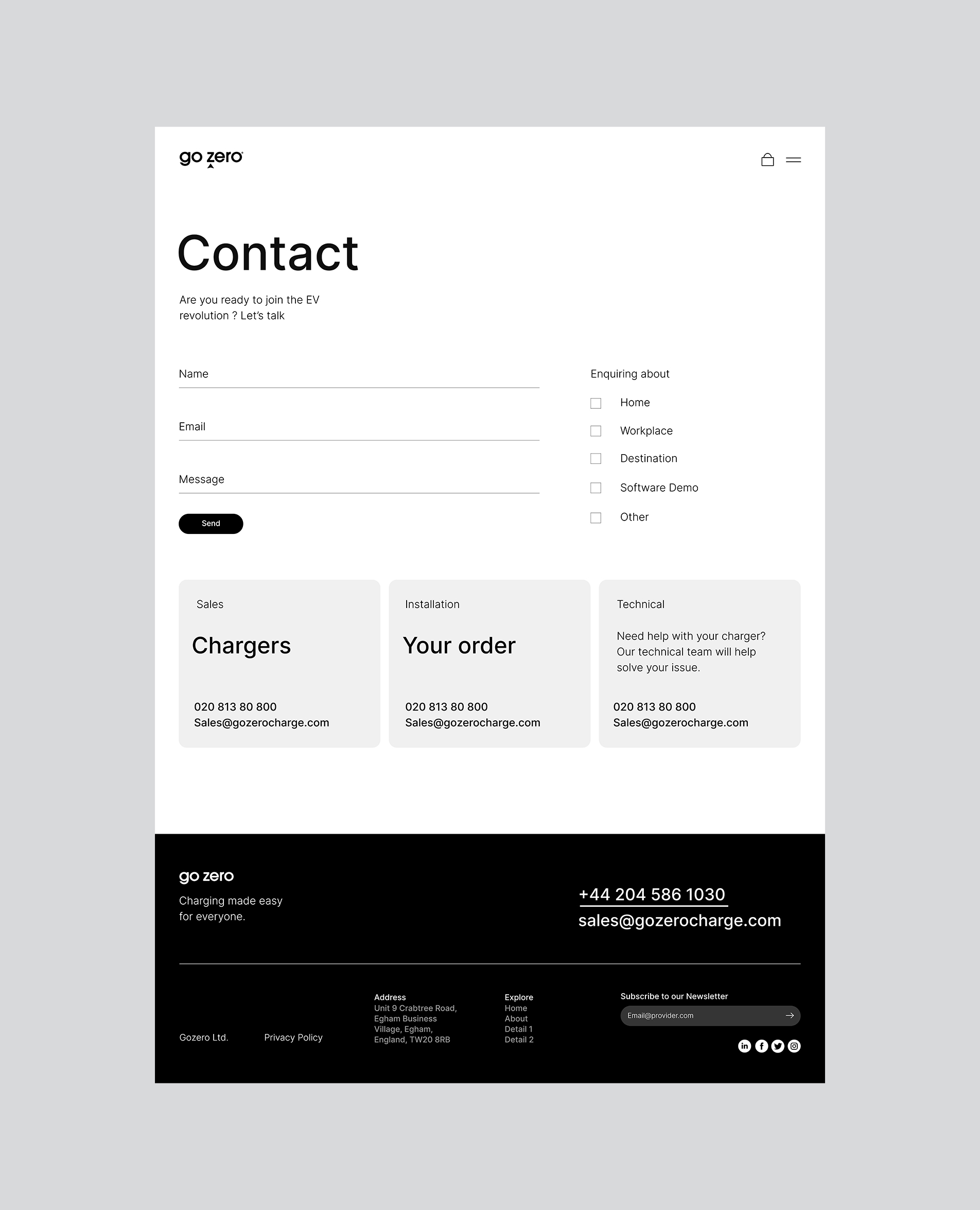 Contact page design