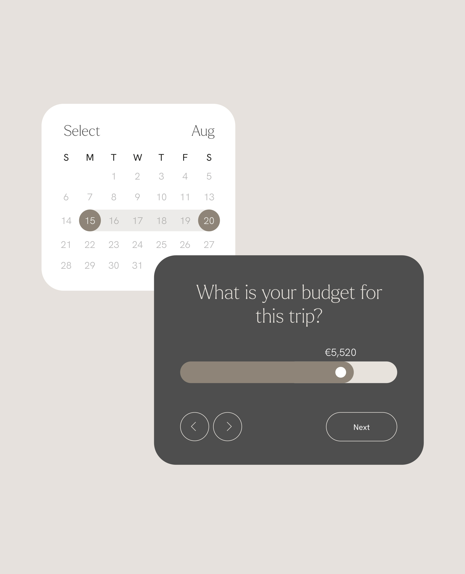 UX design on pricing slider